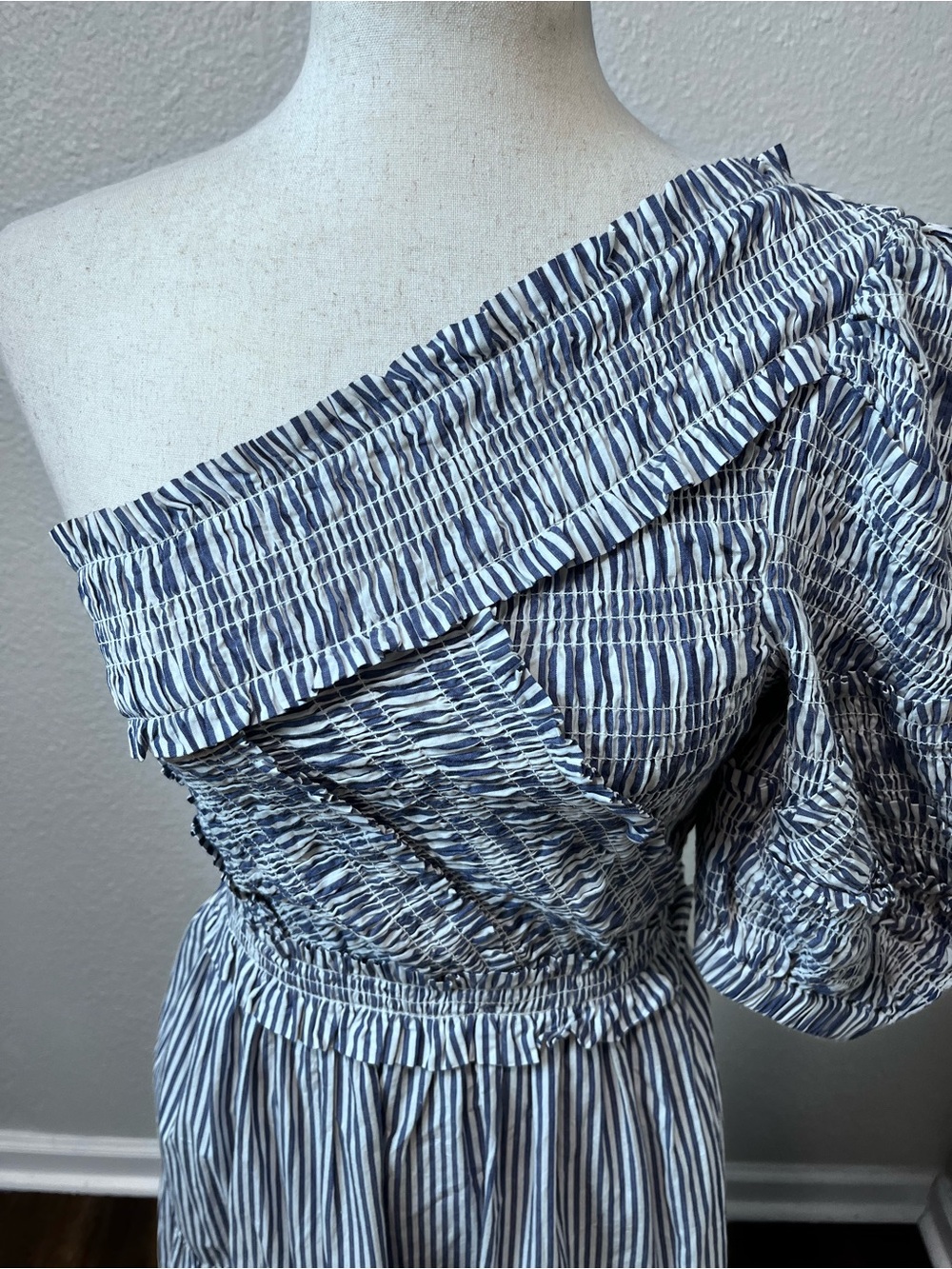 Sea New York Axelle Stripe Blue One Shoulder Dress Size XS - Picture 5 of 7
